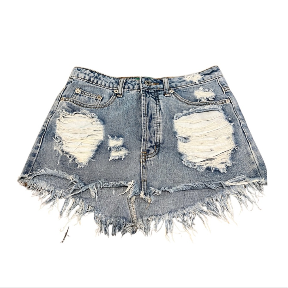 Signature Eight Boutique Brand - Denim Skirt with Rips - Size Small